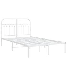 Berkfield Home Metal Bed Frame without Mattress with Headboard White 120x190cm - Size: 120x190 cm - thumbnail 3