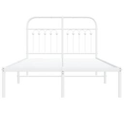 Berkfield Home Metal Bed Frame without Mattress with Headboard White 120x190cm - Size: 120x190 cm - thumbnail 4