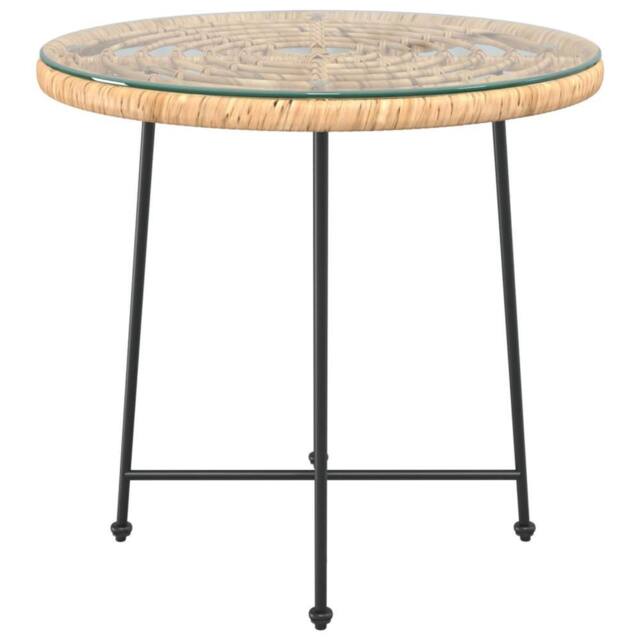 Berkfield Home Sturdy Dining Table Ø80 cm Tempered Glass & Steel in Light Tan - image 1