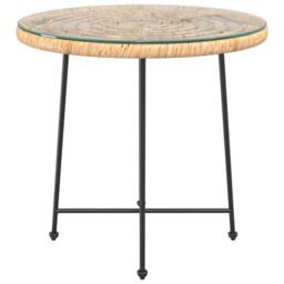 Berkfield Home Sturdy Dining Table Ã˜80 cm Tempered Glass & Steel in Light Tan - thumbnail 1