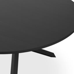More4Homes Malvern Round Dining Table & Chairs - Black Table Top w Solid Oak Black Legs + Monza Faux Leather Dining Chair Set Of 6 in Beige - thumbnail 4