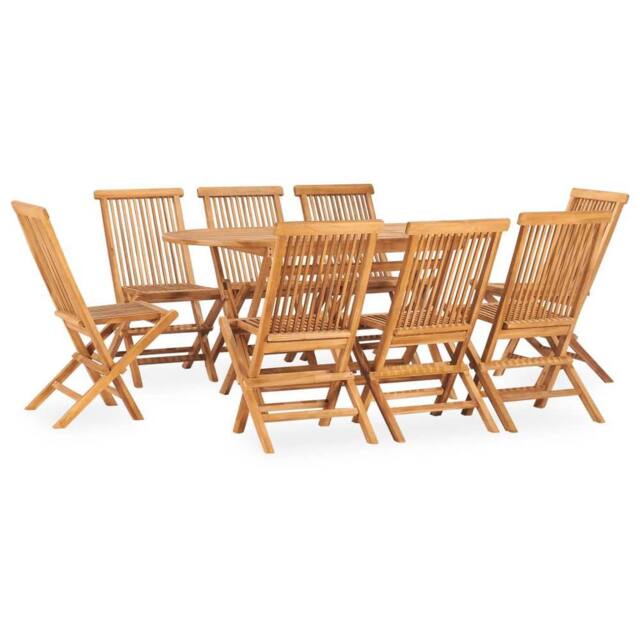 Berkfield Home 9 Piece Folding Outdoor Dining Set Solid Teak Wood in Brown - image 1