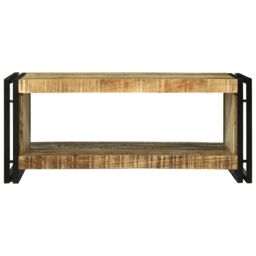 Berkfield Home Coffee Table 90x50x38 cm Solid Rough Wood Mango in Brown - Size: 90 x 50 x 38 cm - thumbnail 3