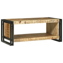 Berkfield Home Coffee Table 90x50x38 cm Solid Rough Wood Mango in Brown - Size: 90 x 50 x 38 cm - thumbnail 2
