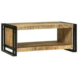 Berkfield Home Coffee Table 90x50x38 cm Solid Rough Wood Mango in Brown - Size: 90 x 50 x 38 cm - thumbnail 1