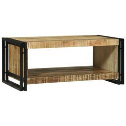 Berkfield Home Coffee Table 90x50x38 cm Solid Rough Wood Mango in Brown - Size: 90 x 50 x 38 cm - thumbnail 6