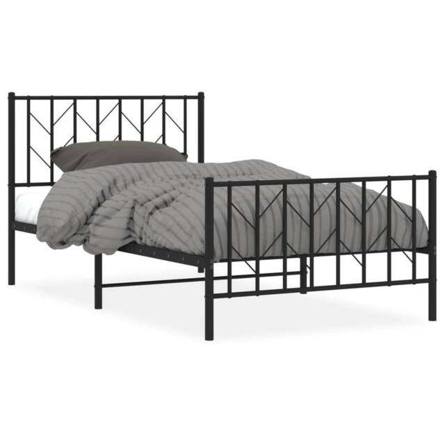 Berkfield Home Metal Bed Frame without Mattress with Footboard Black 100x190cm - Size: 100x190 cm - image 1