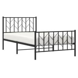 Berkfield Home Metal Bed Frame without Mattress with Footboard Black 100x190cm - Size: 100x190 cm - thumbnail 3
