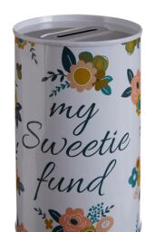 Orsina Decorative Tin Money Box, Metal Money Saving Tin For Home, Cute Small Coin Tin, Lightweight Cylindrical Tin in White - thumbnail 4