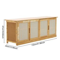 EONLION Shoe Bench Cabinet with Rattan Doors, Wooden Storage Seat in Light Oak - Size: 100 cm - thumbnail 2