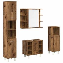 Berkfield Home 4 Piece Bathroom Furniture Set Old Wood Engineered Wood in Brown - thumbnail 1