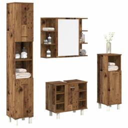 Berkfield Home 4 Piece Bathroom Furniture Set Old Wood Engineered Wood in Brown - thumbnail 2