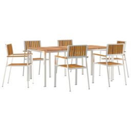 Berkfield Home 7 Piece Garden Dining Set Solid Wood Acacia in Brown - thumbnail 1