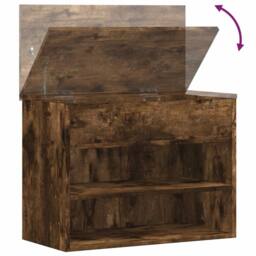 Berkfield Home Shoe Bench Smoked Oak 60x30x45 cm Engineered Wood in Brown - Size: 60 x 30 x 45 cm - thumbnail 8