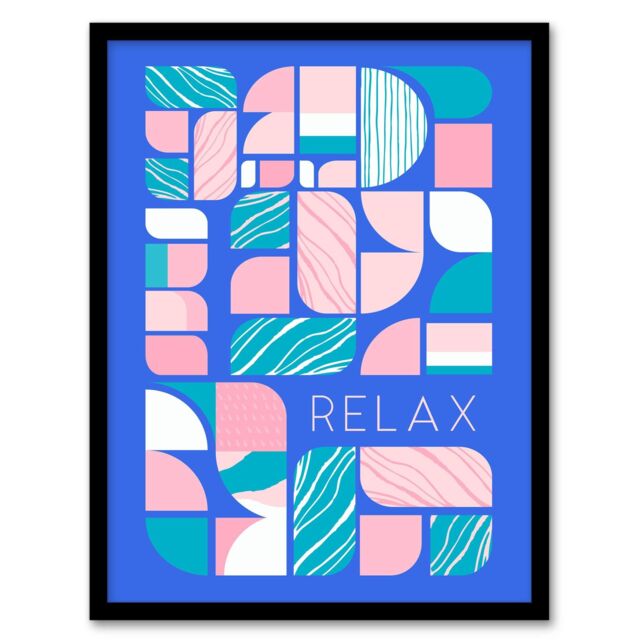 Wee Blue Coo Wall Art Print Chill Pattern Relax Quote Affirmation Calm Blue Spa Art Framed - Size: A4 - image 1