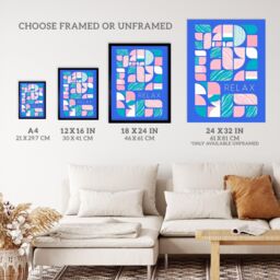 Wee Blue Coo Wall Art Print Chill Pattern Relax Quote Affirmation Calm Blue Spa Art Framed - Size: A4 - thumbnail 3