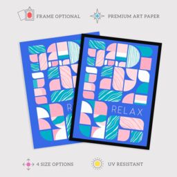 Wee Blue Coo Wall Art Print Chill Pattern Relax Quote Affirmation Calm Blue Spa Art Framed - Size: A4 - thumbnail 2