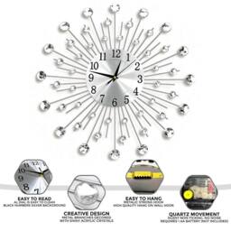 FLAVORA Modern Large Wall Clock Design 1 in Silver - Size: 0.6m2 - thumbnail 4