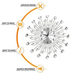 FLAVORA Modern Large Wall Clock Design 1 in Silver - Size: 0.6m2 - thumbnail 5