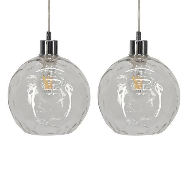 First Choice Lighting Set of 2 Barnum - Clear Dimpled Glass Easy Fit Pendant Shades - image 1