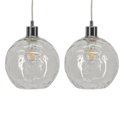 First Choice Lighting Set of 2 Barnum - Clear Dimpled Glass Easy Fit Pendant Shades - thumbnail 1