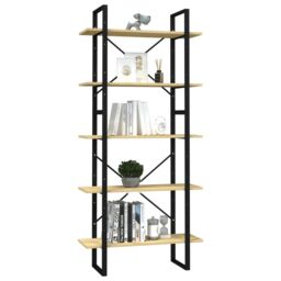Berkfield Home 5-Tier Book Cabinet 80x30x175 cm Pinewood in Brown - Size: 80 x 30 x 175 cm - thumbnail 3