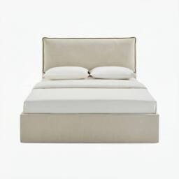 FurnitureboxUK Tilly Cream & Bronze Fabric Ottoman King Size Bed Frame - Size: Double - thumbnail 3