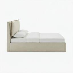 FurnitureboxUK Tilly Cream & Bronze Fabric Ottoman King Size Bed Frame - Size: Double - thumbnail 4