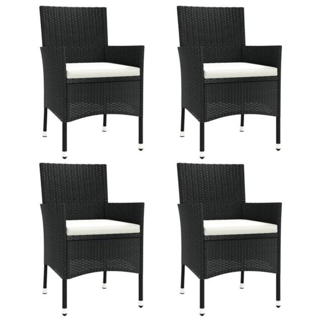 Berkfield Home Garden Chairs with Cushions 4 pcs Black Poly Rattan - image 1