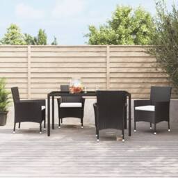 Berkfield Home Garden Chairs with Cushions 4 pcs Black Poly Rattan - thumbnail 2