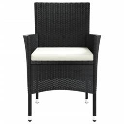Berkfield Home Garden Chairs with Cushions 4 pcs Black Poly Rattan - thumbnail 4