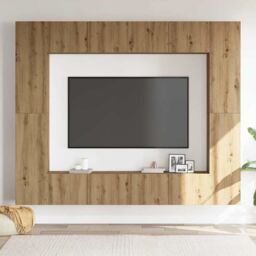 Berkfield Home Wall Mounted TV cabinets 8 pcs Artisan Oak Engineered Wood in Brown - thumbnail 3