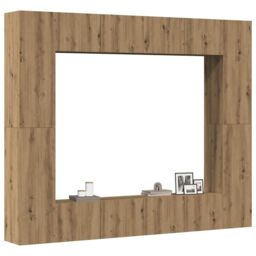 Berkfield Home Wall Mounted TV cabinets 8 pcs Artisan Oak Engineered Wood in Brown - thumbnail 1