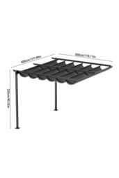 Living and Home 10 x 13FT Outdoor Lean To Pergola with Canopy in Dark Grey - thumbnail 4