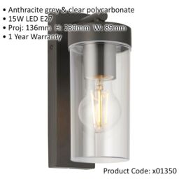 Loops 4 PACK Modern Outdoor IP44 Wall Lantern Light - 15W E27 GLS LED - Dimmable - thumbnail 2