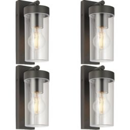 Loops 4 PACK Modern Outdoor IP44 Wall Lantern Light - 15W E27 GLS LED - Dimmable