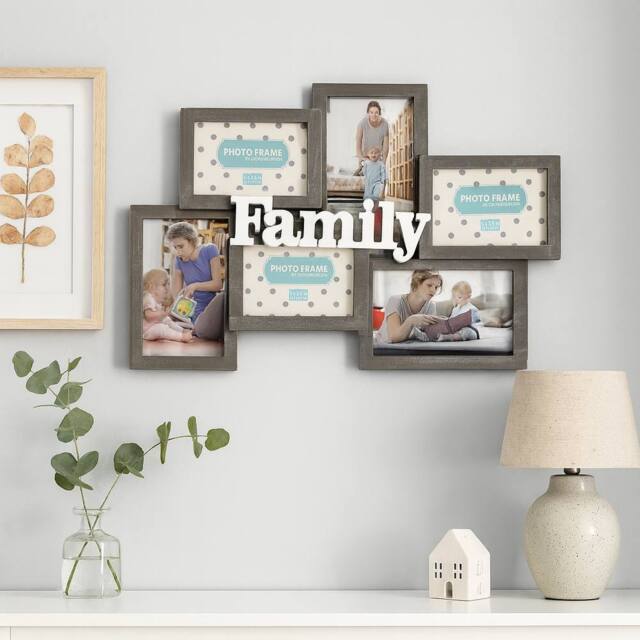 Voltico Black Wood-Effect Family Multi Photo Frame in Dark Grey - image 1