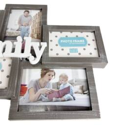 Voltico Black Wood-Effect Family Multi Photo Frame in Dark Grey - thumbnail 4