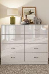 FWStyle Chilton White Gloss 8 Drawer Chest (H) 73.5cm (W) 104cm (D) 40cm - thumbnail 2
