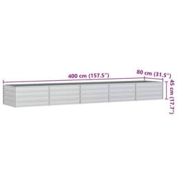 Berkfield Home Garden Raised Bed 400x80x45 cm Galvanized Steel Silver - Size: 400 x 80 x 45 cm - thumbnail 7