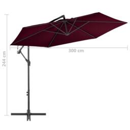 Berkfield Home Cantilever Umbrella with Aluminium Pole Bordeaux Red 300 cm - thumbnail 8