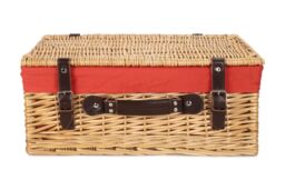 Red Hamper Wicker 45cm Buff Picnic Basket with Cotton Lining in Red - thumbnail 3
