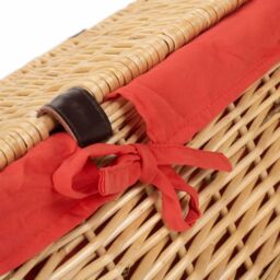 Red Hamper Wicker 45cm Buff Picnic Basket with Cotton Lining in Red - thumbnail 5