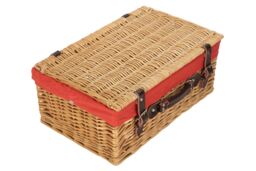 Red Hamper Wicker 45cm Buff Picnic Basket with Cotton Lining in Red - thumbnail 4