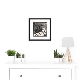 Artery8 Henri Jonas Winged Horse Pegasus Mythical Creature 8X8 Inch Square Wooden Framed Wall Art Print Picture with Mount in Black - thumbnail 2
