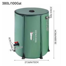 EONLION 380L Collapsible Rain Barrel Water Collection System Rain in Green - Size: 500mm - thumbnail 2
