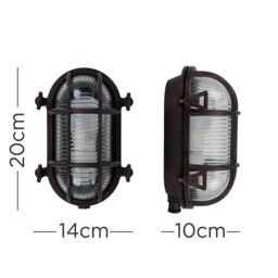 ValueLights Bow Oval Bulkhead IP64 Outdoor Garden Wall Light with Cool White Bulb in Bronze - thumbnail 4