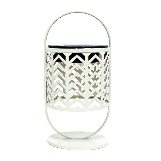 Obasyhig Style 2 Solar-Powered Wrought-Iron Openwork Table Lamp in White - image 1