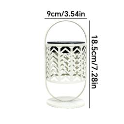 Obasyhig Style 2 Solar-Powered Wrought-Iron Openwork Table Lamp in White - thumbnail 3