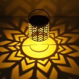 Obasyhig Style 2 Solar-Powered Wrought-Iron Openwork Table Lamp in White - thumbnail 2